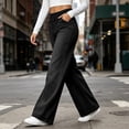 thumbnail image 7 of Vynhevius Women's Denim Jeans Solid Straight Leg Multi Pockets Elastic Waist Long Trousers, 7 of 7