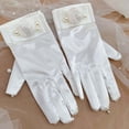 thumbnail image 3 of Guantes cortos de boda jinwen 2 uds hasta la muñeca elegantes Vintage cómodos clásicos Blanco, 3 of 7