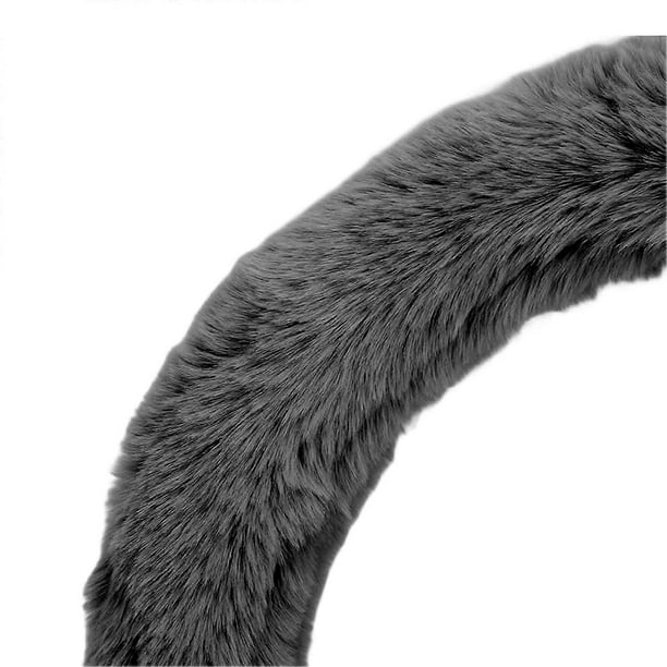 Universal 15in Faux Wool Steering Wheel Cover Car Steering Wheel Protector Interior Accessory for Winter WarmPink