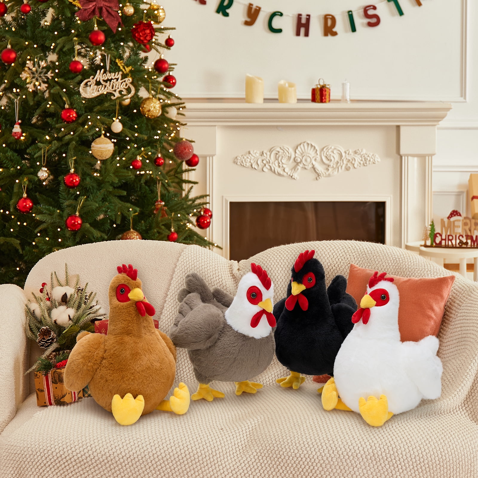 MorisMos 12'' Stuffed Easter Hen Stuffed Animals Bulk Chicken Plush Toy