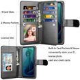 thumbnail image 4 of eBizWare Leather Card Holder Kickstand Cell Phone Case for Motorola Moto G 5G, Black, 4 of 9