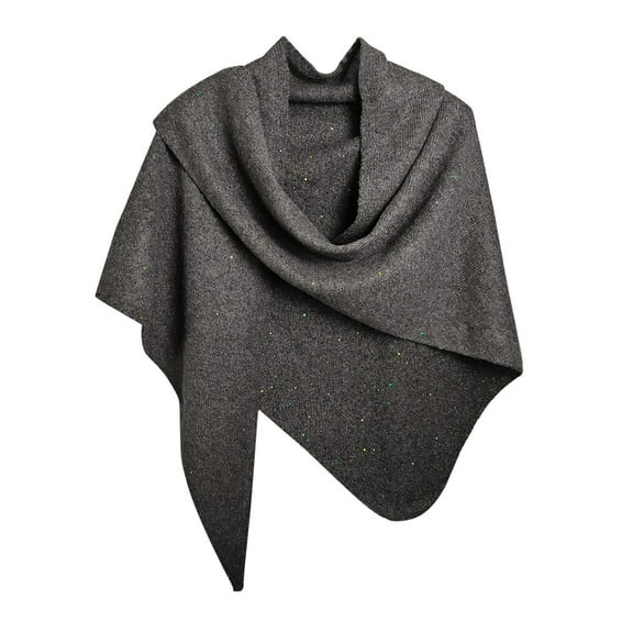 Shawl Wraps for Women LSQii Open Front Knitted Poncho Sweater Cardigan Casual Warm Solid Color Blanket Cape Scarf pring Daily Wear Travel Dark Gray