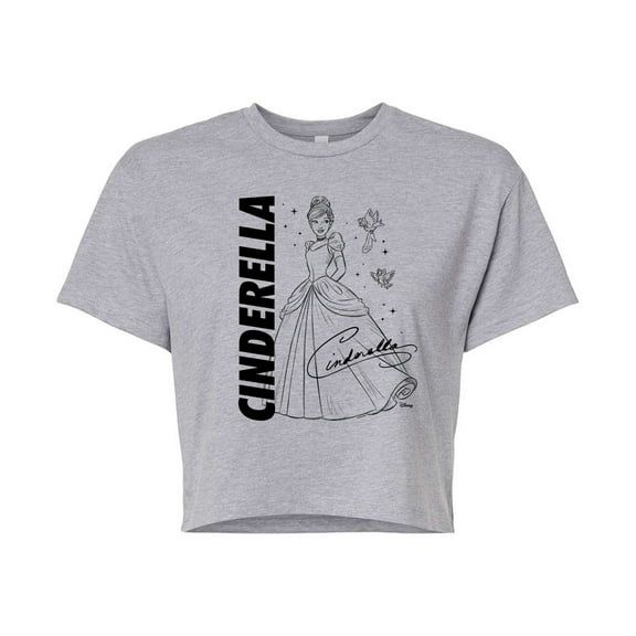 Disney - Autograph Cinderella - Juniors Cropped Cotton Blend T-Shirt