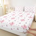 thumbnail image 4 of Castle Fairy Cute Ballet Girl Print Queen Sheets 4 Pieces,Princess Dreamy Castle Pattern Queen Sheet Sets,Pink White,1 Fitted Sheet, 1 Flat Sheet and 2 Pillowcases, 4 of 6