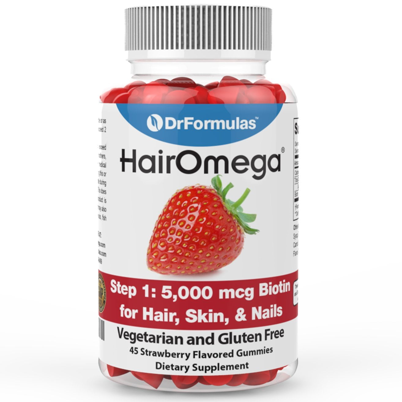 DrFormulas Kosher Biotin Gummies 5000 mcg for Hair Growth, Nail and Skin by HairOmega 45 Day