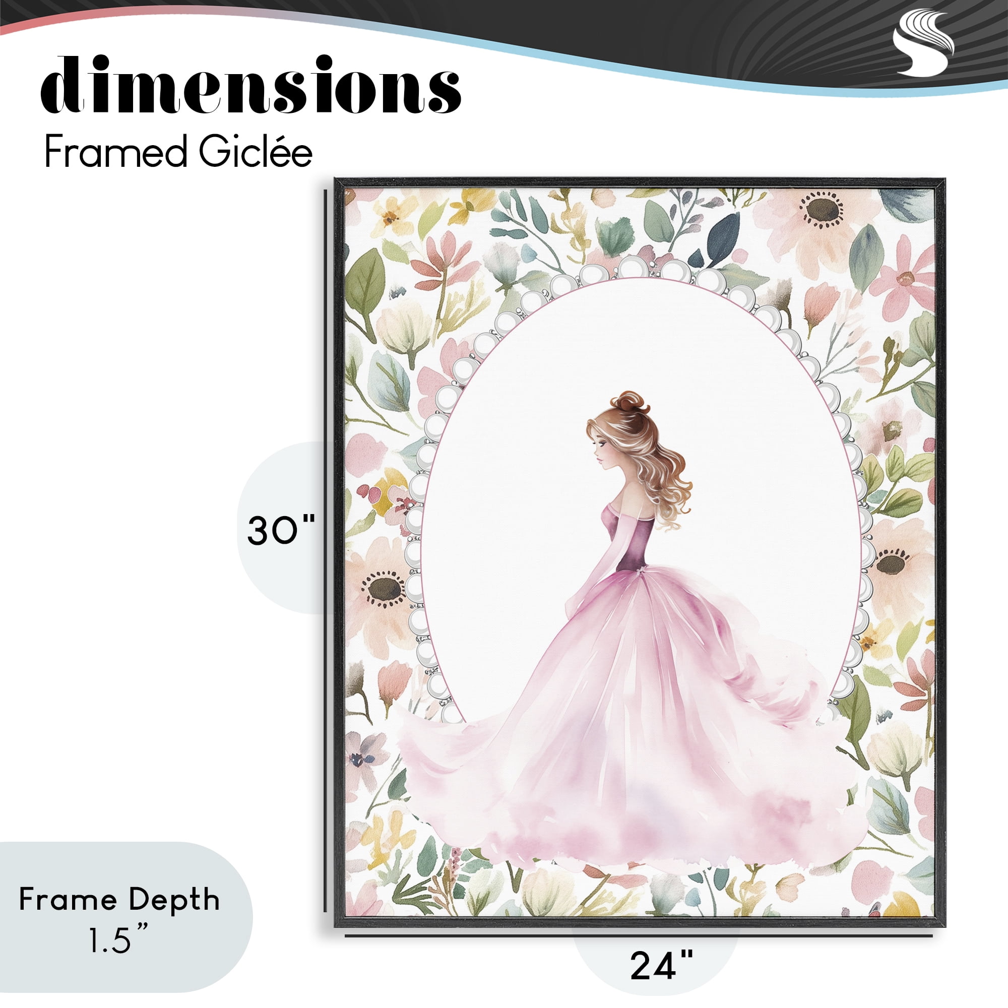 Stupell Industries Elegant Princess Love Black Framed Giclee Art, design by Christine Simpson Art