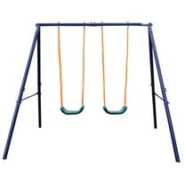 Two Station Swing Set for Children - A-Frame Heavy Duty Steel, Weather-Resistant