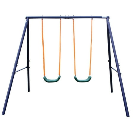 Two Station Swing Set for Children - A-Frame Heavy Duty Steel, Weather-Resistant