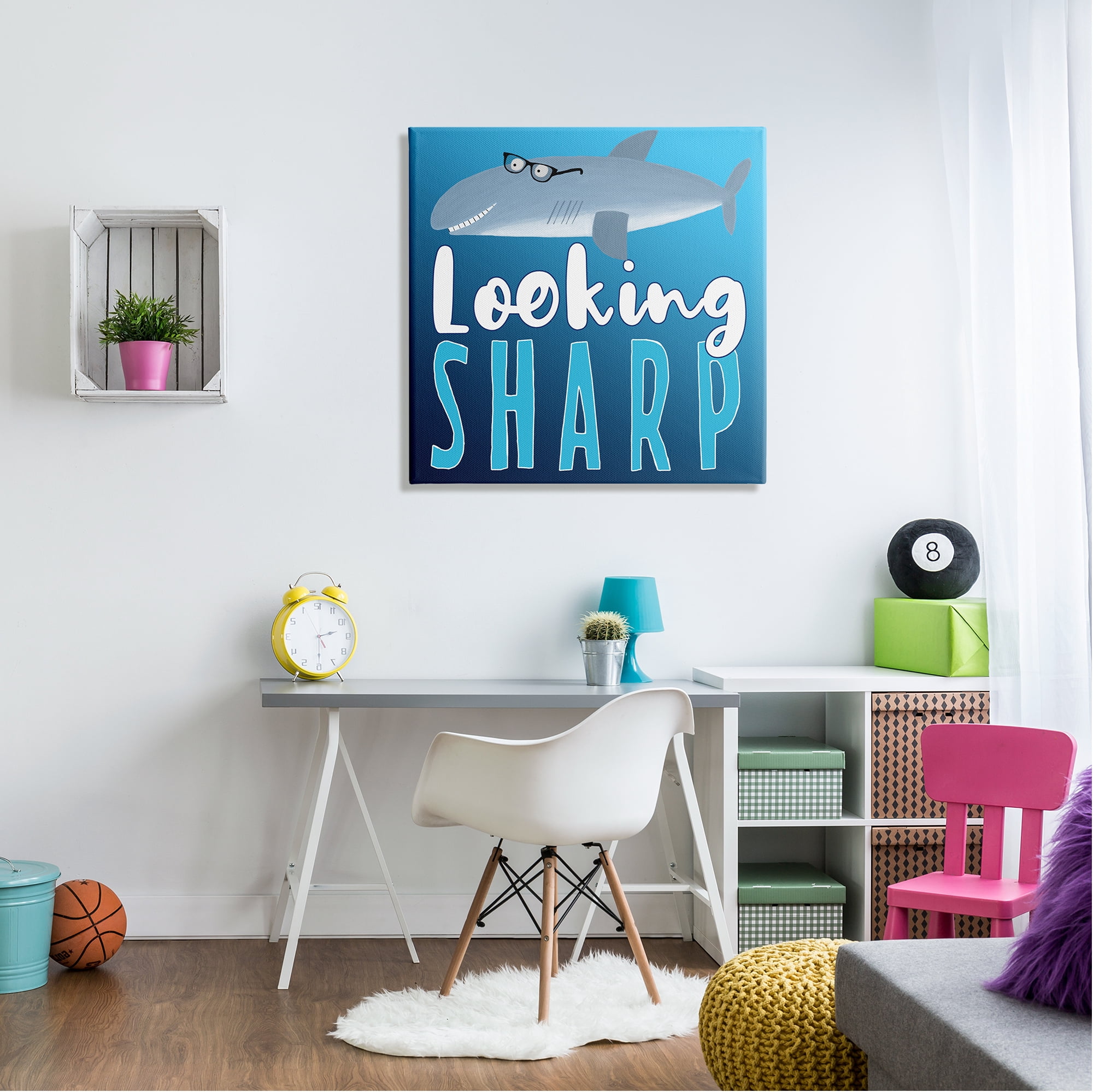 Stupell Industries Looking Sharp Shark Animals & Insects Painting Gallery Wrapped Canvas Print Wall Art, 30 x 30