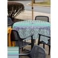 thumbnail image 5 of Outdoor Tablecloths with Umbrella Hole & Zipper, Purple Green Boho 60x60 Inch Square Tablecloths, Vintage Ethnic Tribe Abstract Art Waterproof Table Cloth, Patio/Pool/Picnic Table Covers, 5 of 8