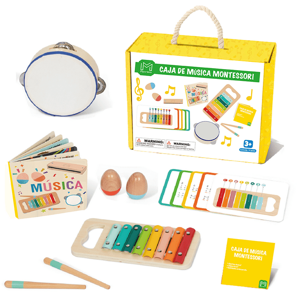 Juego De Instrumentos Musicales Montessori Para Niños | MAGICAMENTE | Caja Musical Con Xilofono, Pandero, Maracas Y Armónica