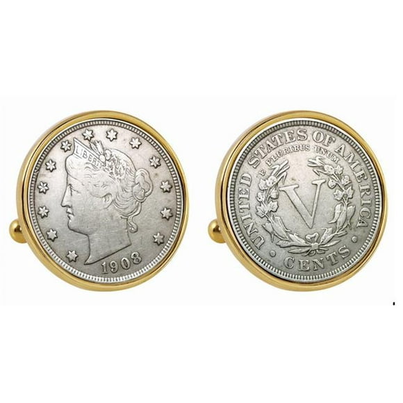 UPM Global 13552 Boutons de Manchette Liberty Nickel Ortone Bezel Coin