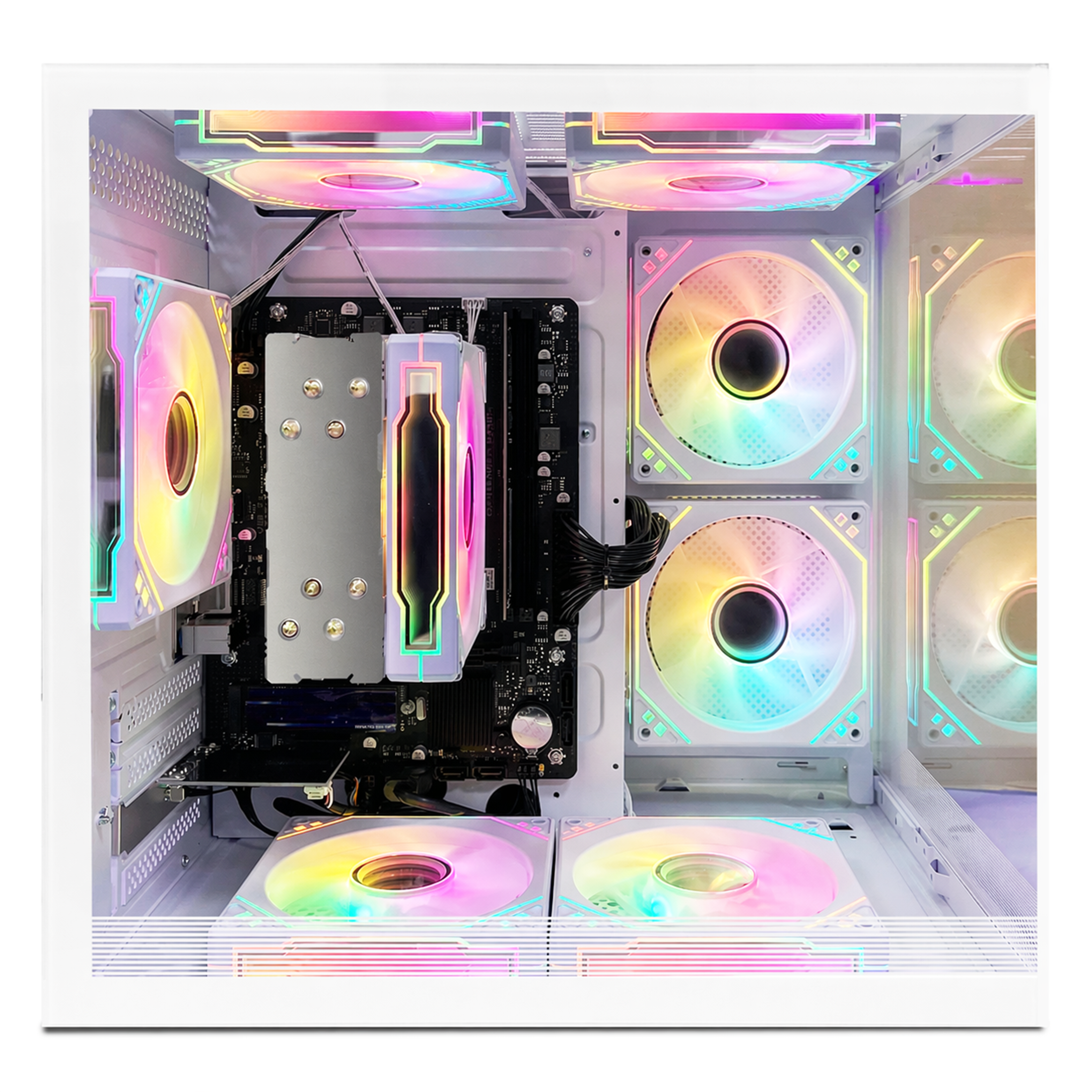 Suevery Gaming PC Desktop Computer, AMD Ryzen 5 5600GT, 16GB DDR4 RAM, 512GB NVMe 3.0 SSD, Wi-Fi 6, RGB Fan, 650W, Prebuilt Computer, White