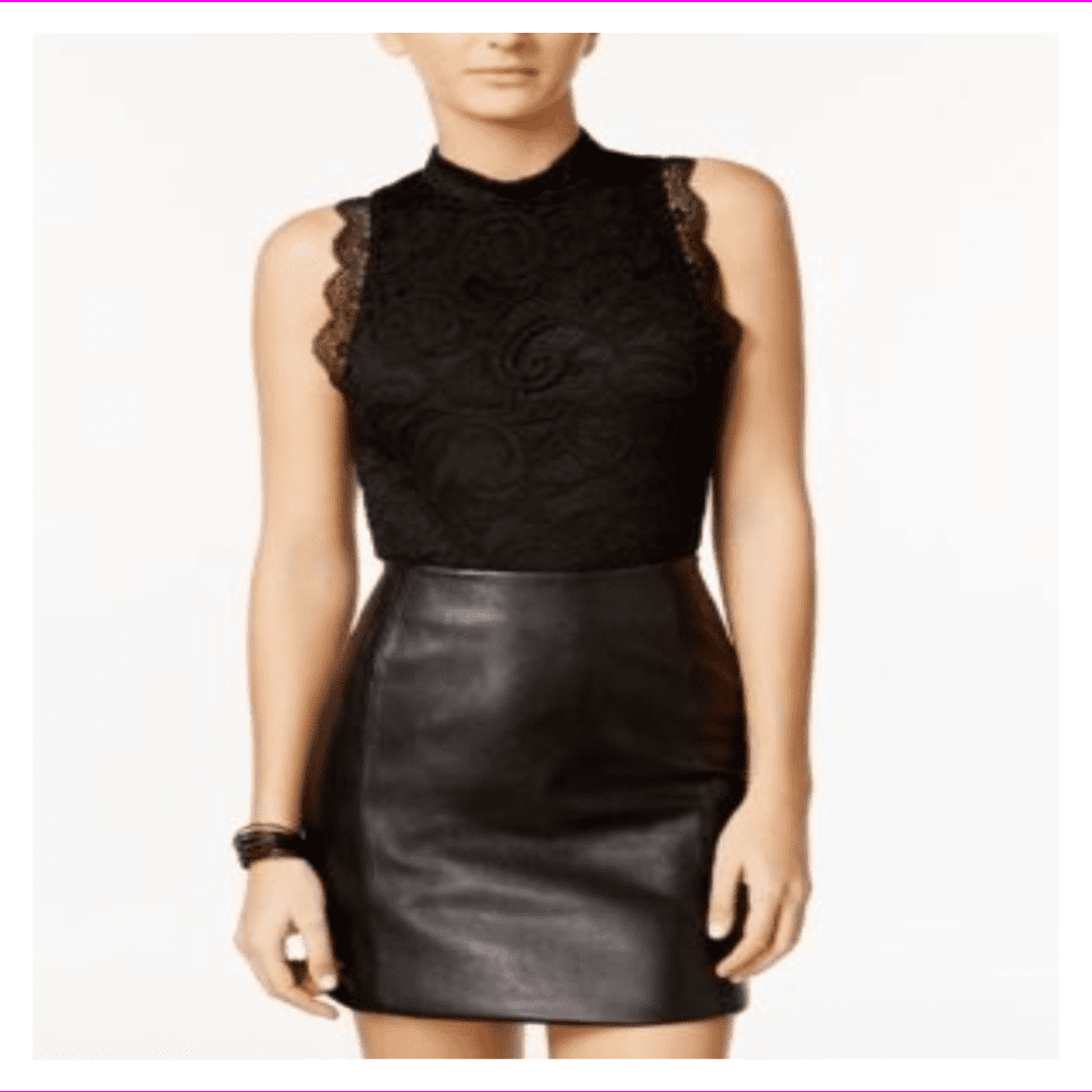Download Material Girl women's sleeveless Mock-Neck Lace Bodysuit S ...