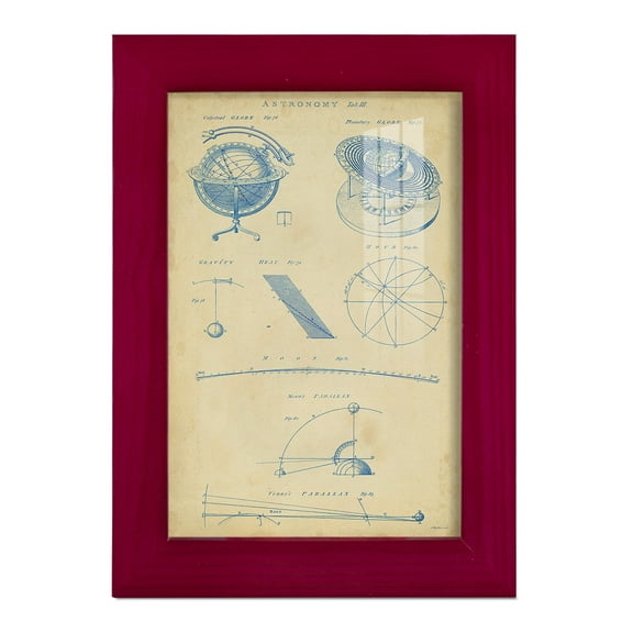 Vintage Astronomy III -Framed Print w/glass-Cherry Red