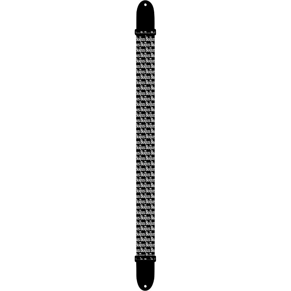 Perri's Leathers 2" Polyester Guitar Strap with Vegan Ends, The Beatles Black on White Logo