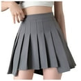 thumbnail image 2 of Elainilye Fashion Pleated Skirt Fancy High-Waist Slim Elastic Casual Pleated Frilly Skirt,Gray, 2 of 5