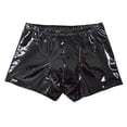 thumbnail image 2 of zeranth Mid-rise Elastic Waistband Men Panties U Convex Thin Stretchy Sexy Solid Color Faux Leather Shorts Briefs Daily Wear, 2 of 7