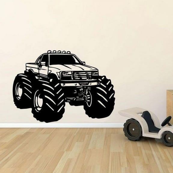 Monster Truck Trucks Wheels Cars Ride Toy Car Wall Sticker Art Decal for Girls Boys Room Bedroom Nursery Kindergarten House Fun Home Decor Stickers Wall Art Vinyl Decoration Size (35x40 inch)