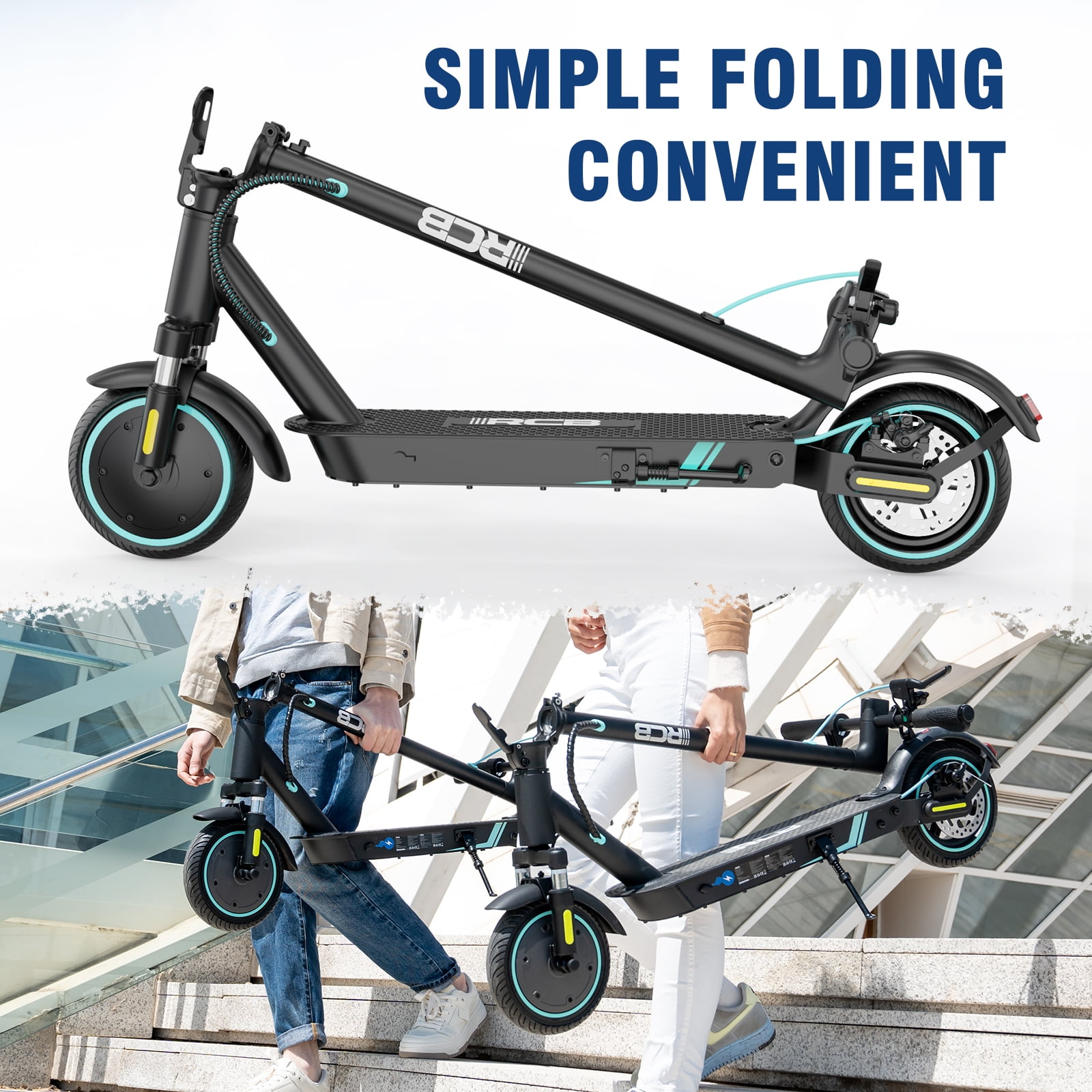 RCB Electric Scooter for Adults, E-Scooter with APP control, 350W Motor, Max Speed 19 mph, electric scooters for adults foldable