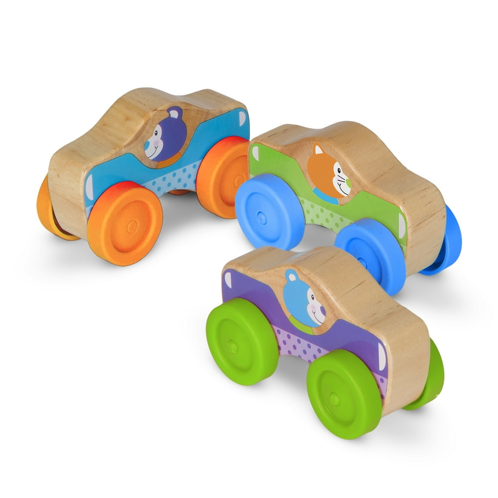 Melissa & Doug First Play Wooden Animal Stacking Cars (3 pcs) Walmart