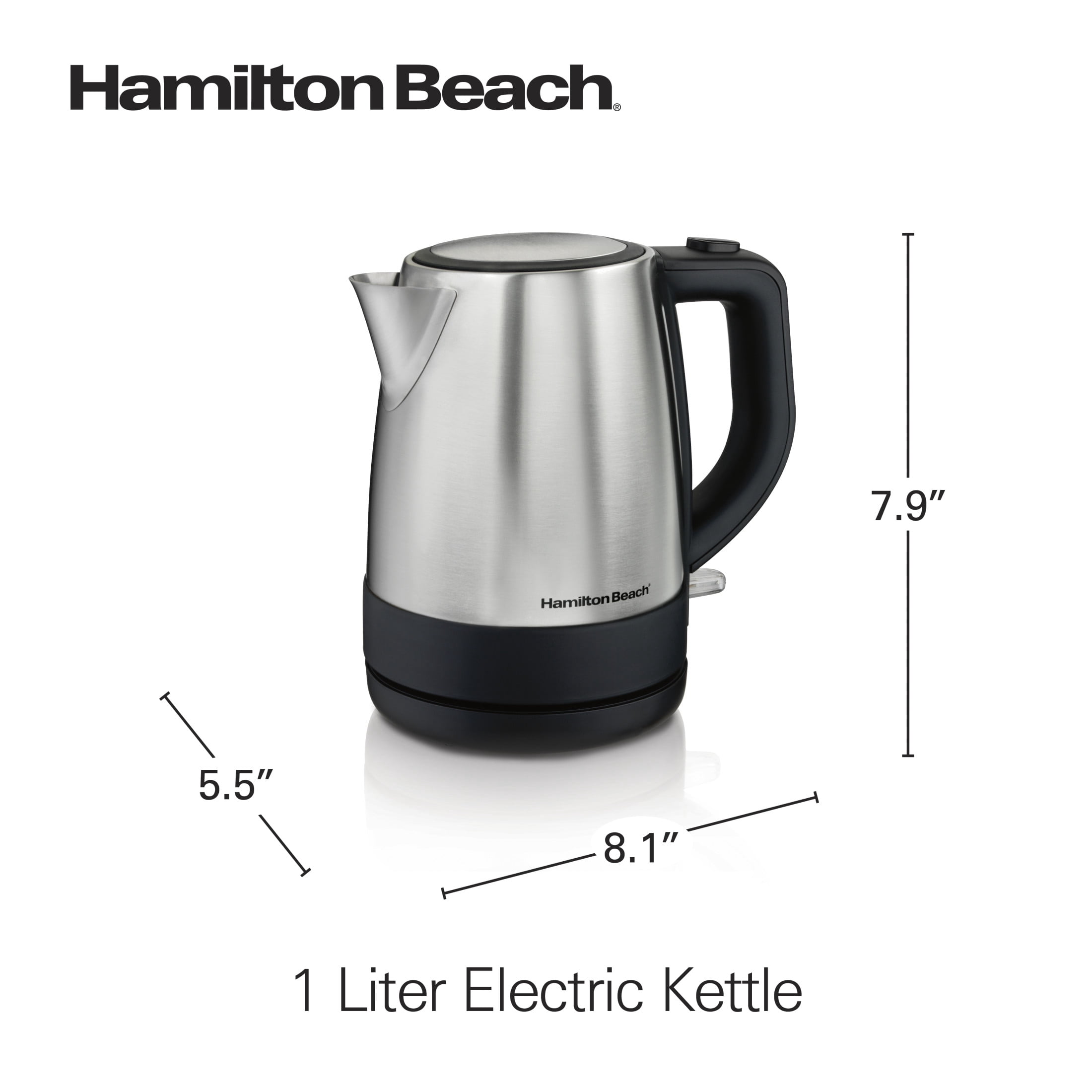 Hamilton Beach Stainless Steel Electric Kettle, Tea & Water Kettle, 1L