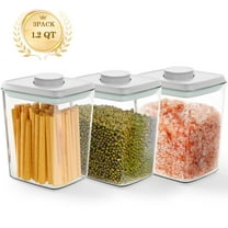 FOUKUS Airtight Pop Up Container: 3 pack 1.2 QT Food Storage Container with Lid, Stackable Kitchen Storage Container for Cereal, Snack, Sugar, Coffee