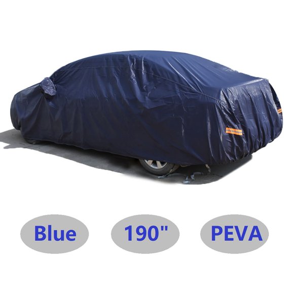 Full Car Cover, Waterproof Dustproof Sunscreen, PEVA & Cotton Lining, 190" Dark Blue Fits select: 2014 FORD FUSION, 2012 NISSAN ALTIMA S