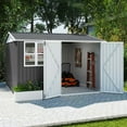 thumbnail image 2 of Dextrus 10' x 8' Outdoor Storage Shed, Waterproof Metal Shed with Windows, Lockable Doors Gray/White, 2 of 7