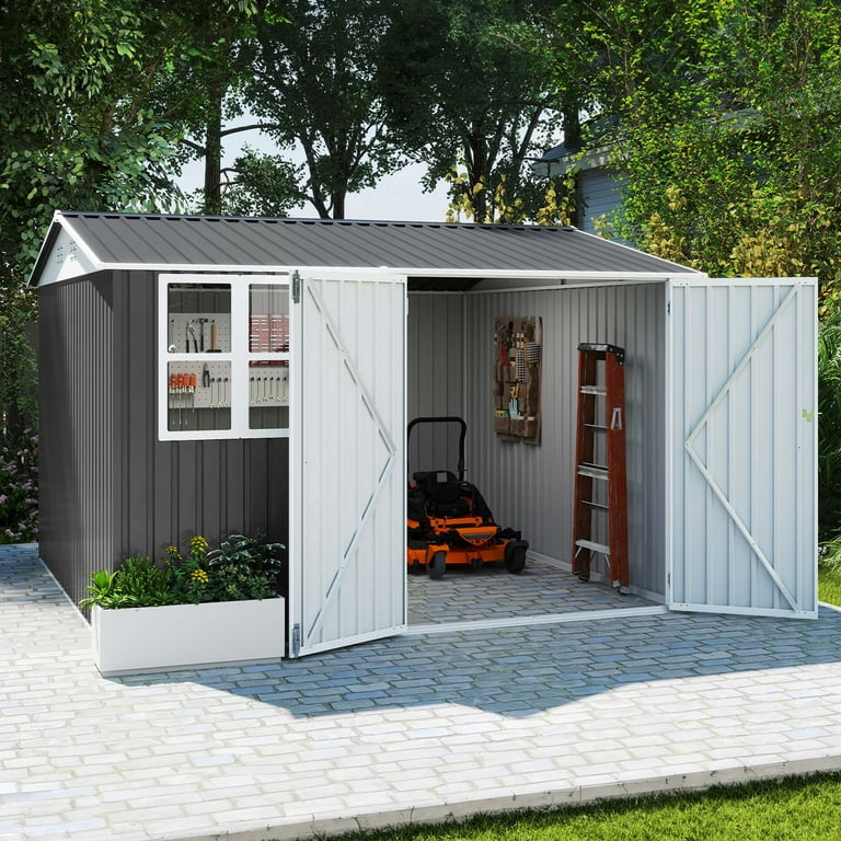 ModFusion 8x10 ft Storage Shed with Large Window, Lockable Double