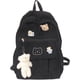 thumbnail image 1 of Bolsa de herramientas negra, mochila de pana Kawaii con colgante de oso lindo, bolso Vintage para niña, estudiante, bolso escolar, bolso para ordenador portátil, 1 of 5