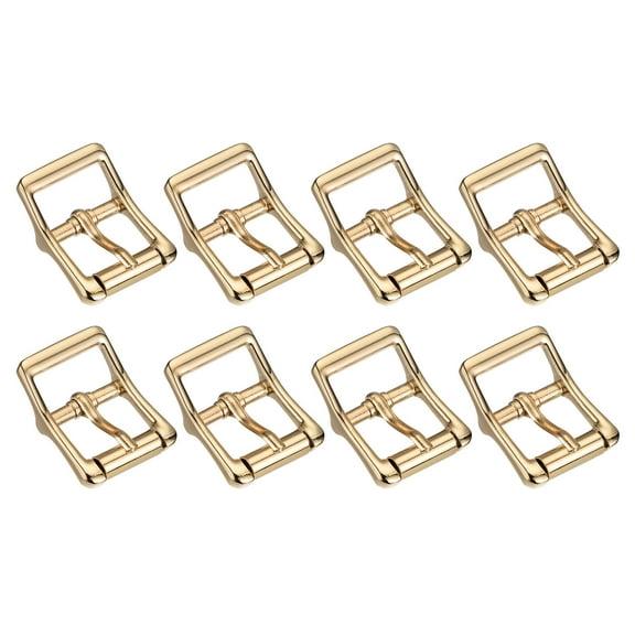 Uxcell 8Pack 0.87" Single Prong Belt Buckle Square Center Bar Buckles for Leather Craft, Gold