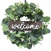 Lemetow  Durable Wear-resistant Welcome Sign Vivid With Artificial Wreath Front Door Decor Round Wooden Hanging Sign Farmhouse Porch Decorations For Home Outdoor Indoor 30CM