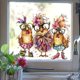 thumbnail image 2 of Adhesivos de pared divertidos con dibujos animados de tres pollos y pájaros con cristal, 2 of 4
