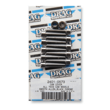 Drag Specialties 2401-0573 Cam Cover Black Chrome Socket-Head Bolt Set - Smooth