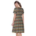 thumbnail image 2 of Bixox Robe d'Été à Manches Courtes pour Femmes Robe Ample Longueur Genou avec Poches-Doodle Food, 2 of 7