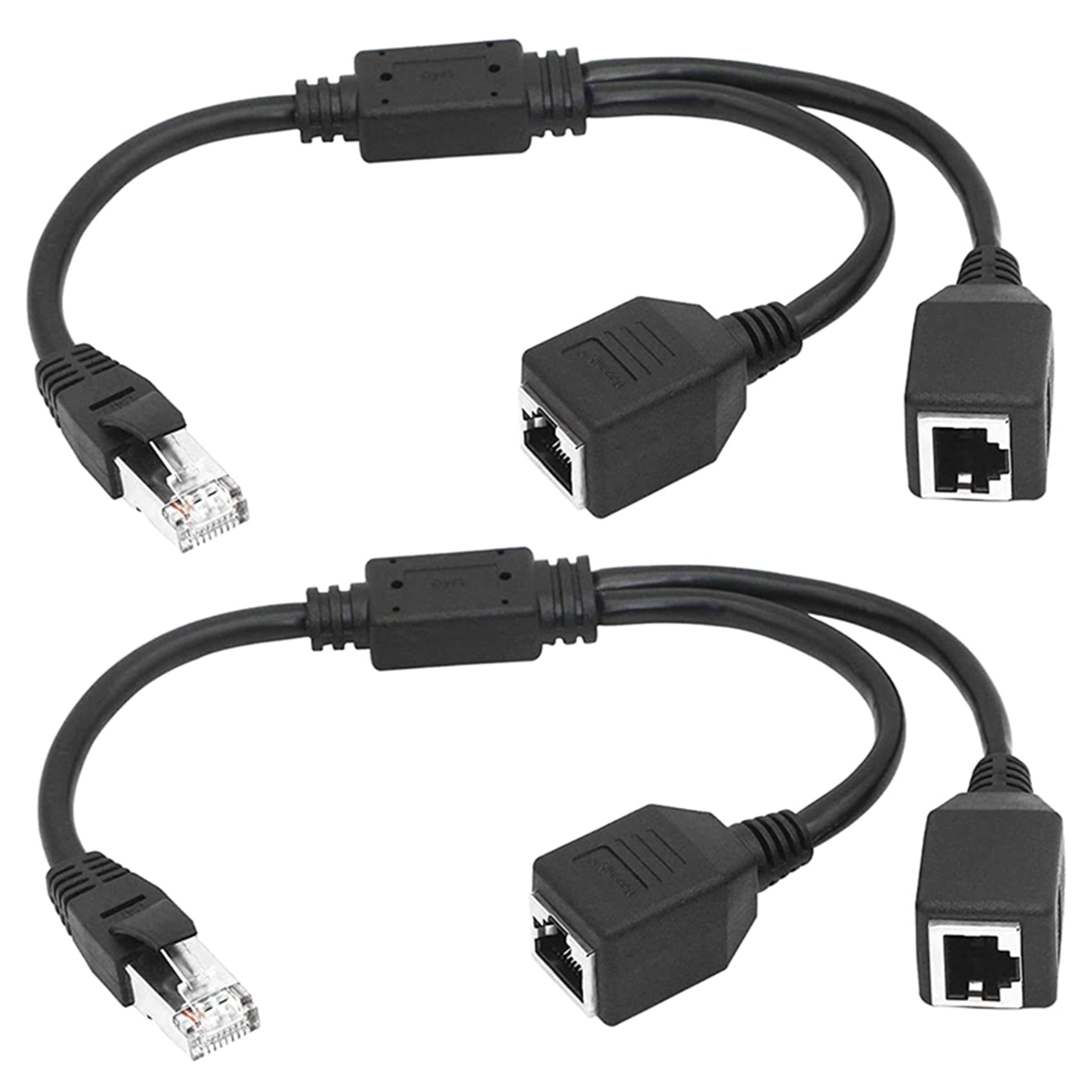 2X RJ45 1 Male to 2 Female Splitter Cable for Super Cat5, Cat6