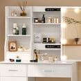thumbnail image 5 of Caulitar Vanity Desk Set with Lighted Sliding Mirror, Vanity Set with 6 Drawers & 5 Shelves for Bedroom, White, 5 of 8