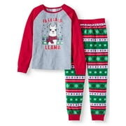 Matching Family Christmas Pajamas Girls 2-Piece Llama Set