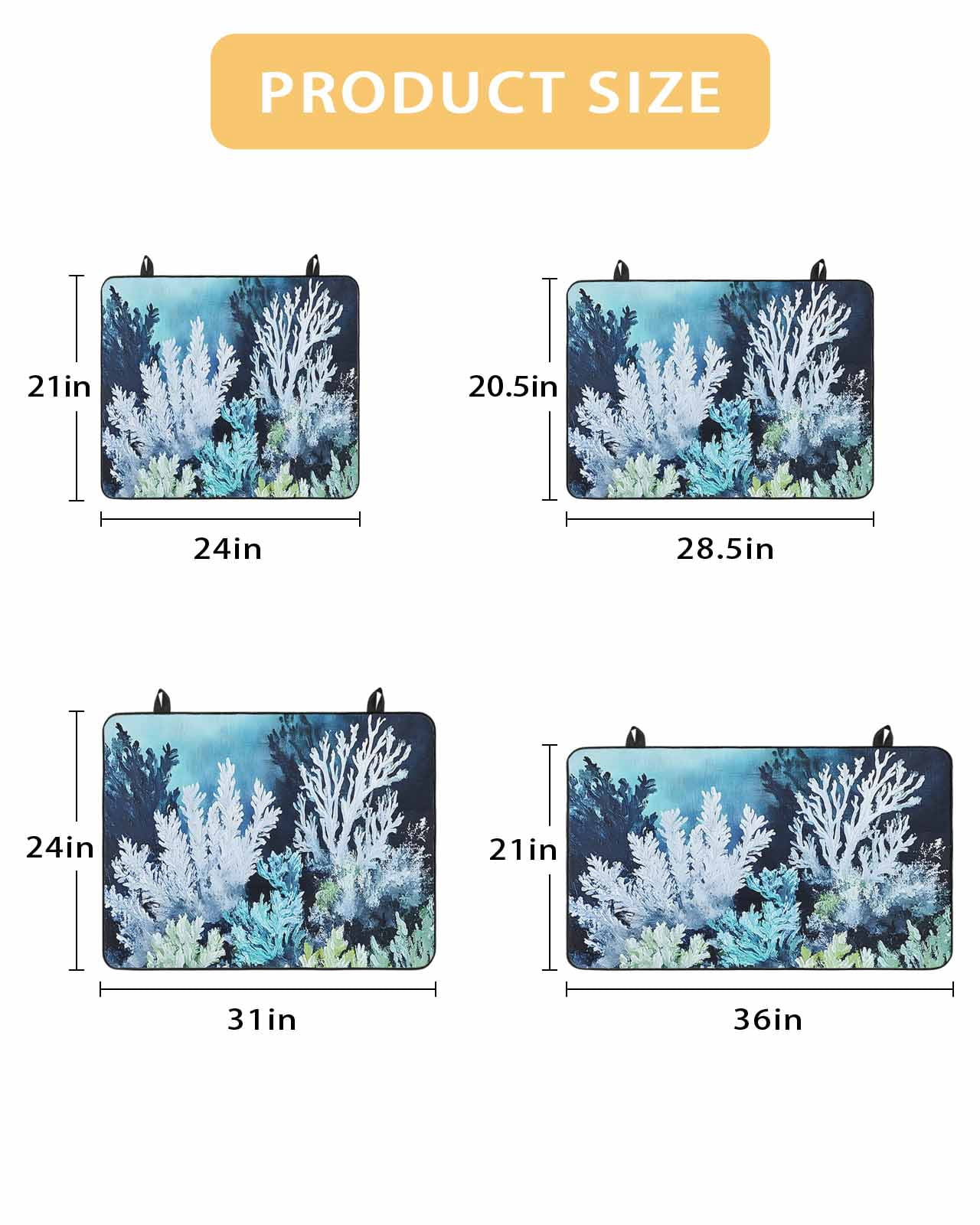 nqOlkjepod Large Induction Cooktop Protector Mat 24"x21", Summer Coastal Stove Top Covers for Electric Stove, Ocean Watercolor Coral Plant Decorative Stove Burner Cover Mats, Glass Top Stove Cover