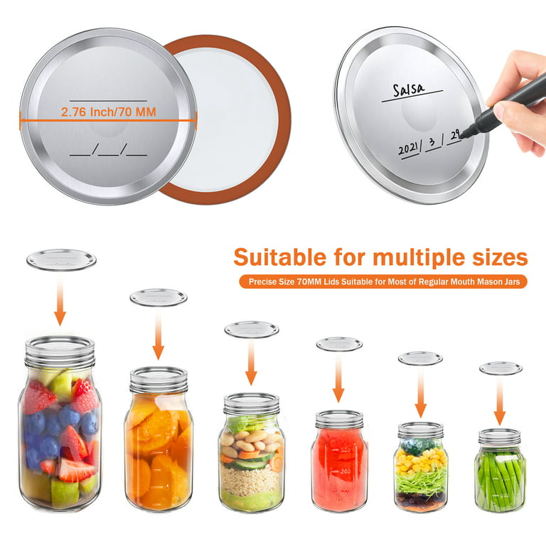 2-in-1 Lid to Connect Two Regular Mouth Mason Jars with 2 Silicone Lid Liners