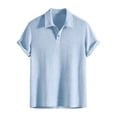 thumbnail image 2 of Lumtrix Mens Polo Shirt Texture Knitted Button Dpwn T-Shirt Casual Short Sleeve Summer Vacation Golf Shirts Light Blue XL, 2 of 5