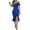 Blue, variant on Puntoco Plus size dresses Women Casual Sexy Cold Shoulder Split Pearl Decoration Irregular Ruffle Hem Solid Buttocks Dress Red XL(XL)