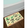 thumbnail image 2 of Mexican Bath Mat, Popular Hispanic Cartoon Objects with Fiesta Taco Guitar Cactus Plant Nachos Print, Non-Slip Plush Mat Bathroom Kitchen Laundry Room Decor, 29.5 X 17.5 Inches, Multicolor, Ambesonne, 2 of 2