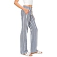 thumbnail image 2 of CALI1850 Women's Casual Linen Pants 32" Inseam Oceanside Drawstring Smoked Waist Lounge Beach Pants With Pockets, 2 of 5