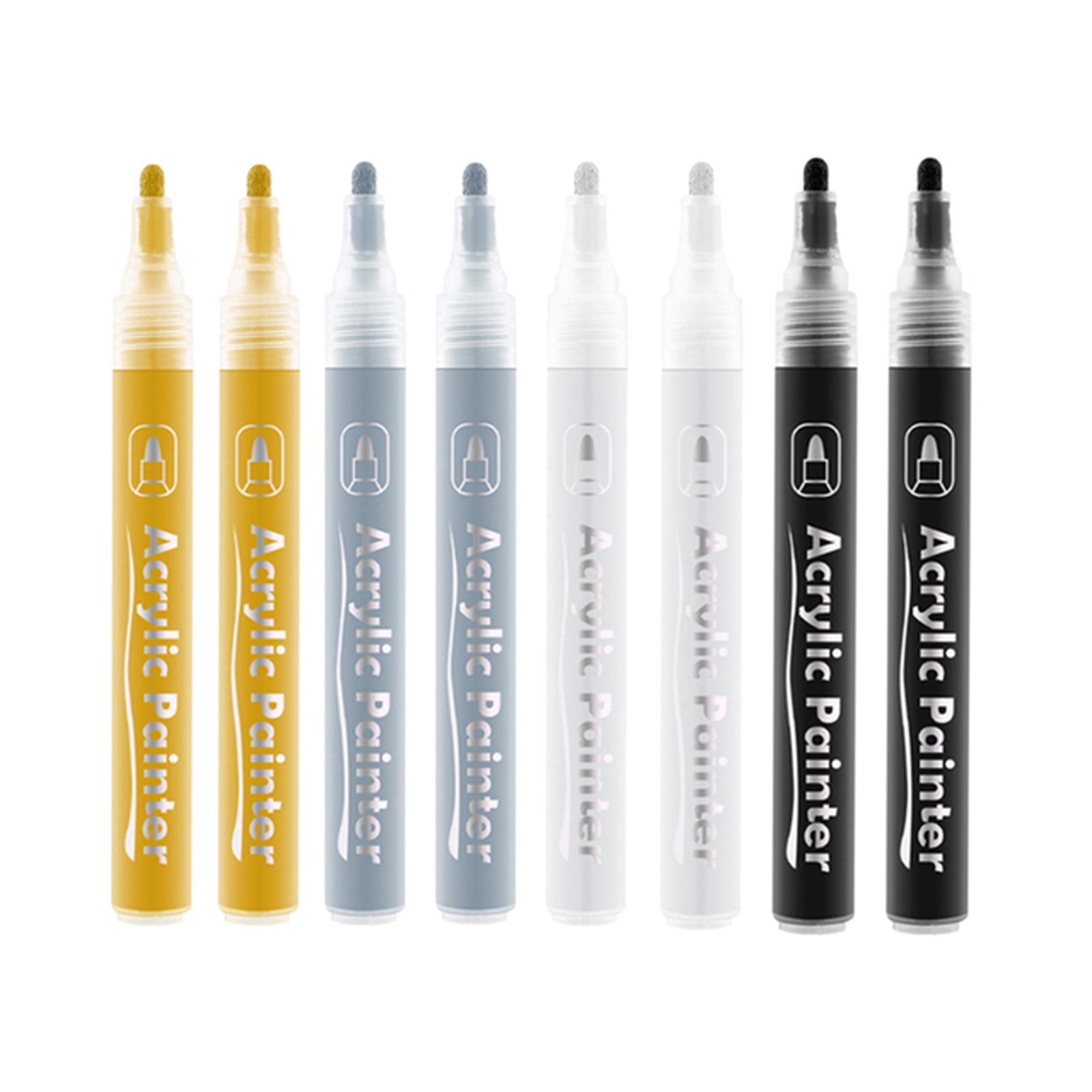 FVDPWYE 8Pcs Metallic Marker Highlights Medium Tip Paint Pen for Fabric DIY Craft