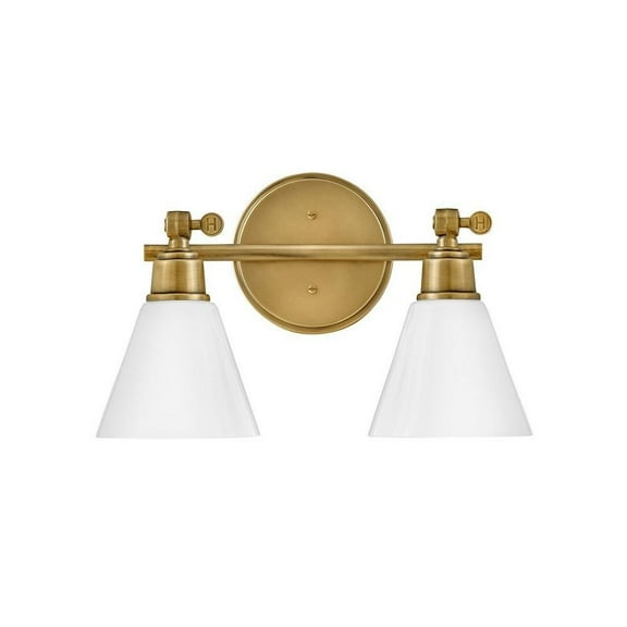 2 Light Bathroom Light Fixture in Transitional Style-10 inches Tall and 16 inches Wide-Heritage Brass Finish Bailey Street Home 81-Bel-4614523