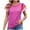 Hot Pink, variant on Womens Summer Short Sleeve Sweaters Striped Color Block Pullover Tops Lightweight Knit Sweater