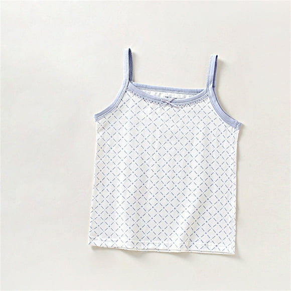 VKOYWKM Toddler Girls Plaid Camisole Tops Sleeveless Spaghetti Straps Crop Tank Top Casual Summer Cotton Cami Shirt Kids Children Camisoles