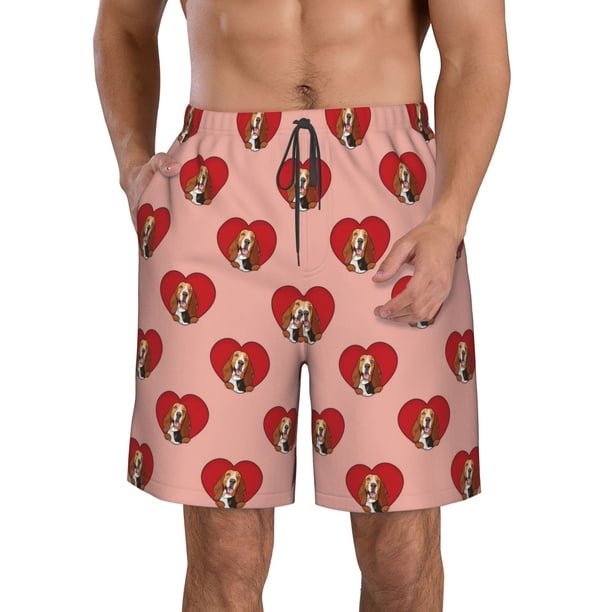 Balery Basset hound dog with paw Traje de Baño Estilo Hawaiano para Hombre, Shorts de Secado Rápido con Bolsillos-XX-Large